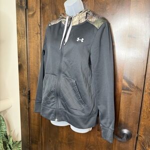 Under Armour Black and Camouflage Women's zip up Hoodie Size M